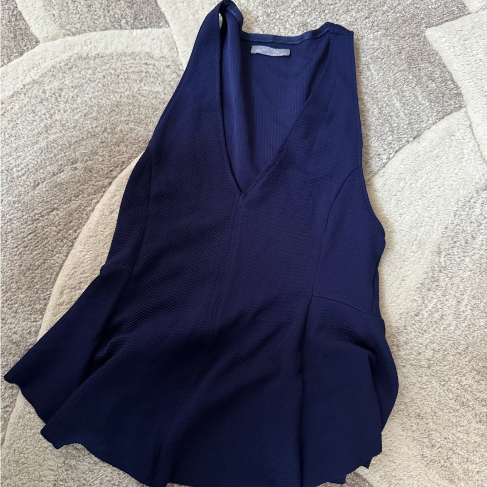 Zara Navy Blue Sleeveless Peplum Top